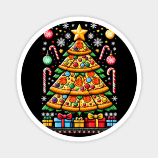 Xmas Tree with Pizza, Funny Pizza Lover Magnet