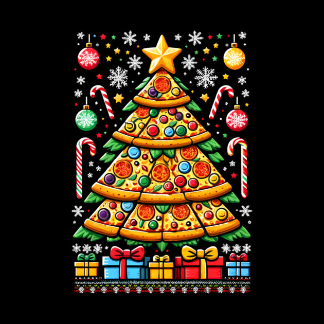 Xmas Tree with Pizza, Funny Pizza Lover by logiamerch