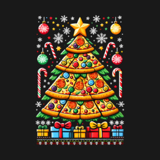 Xmas Tree with Pizza, Funny Pizza Lover T-Shirt