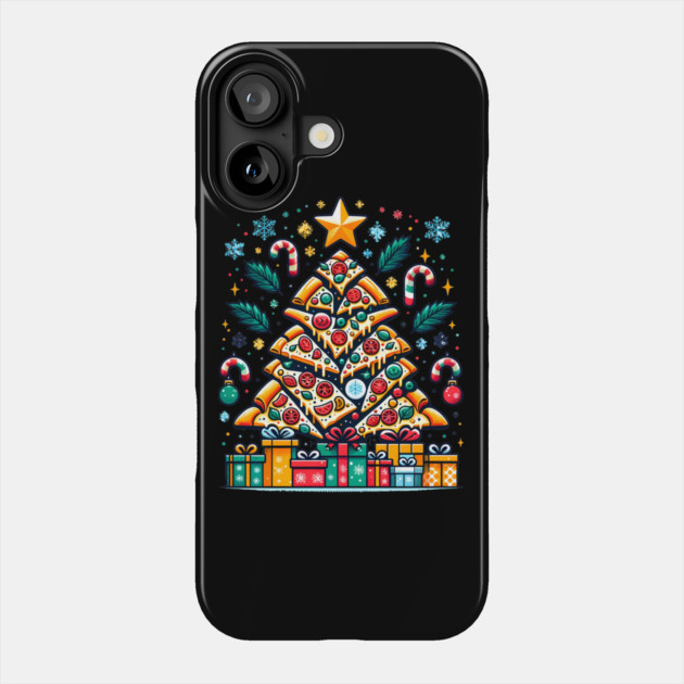 Xmas Tree with Pizza, Funny Pizza Lover Phone Case by logiamerch