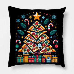 Xmas Tree with Pizza, Funny Pizza Lover Pillow
