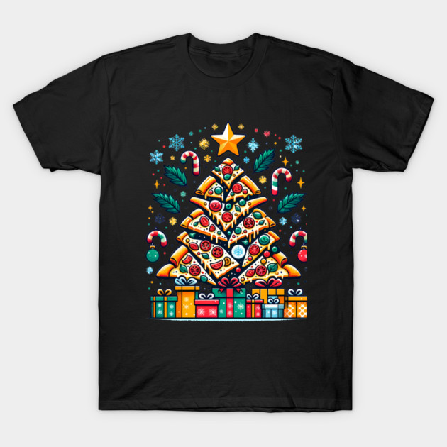 Xmas Tree with Pizza, Funny Pizza Lover T-Shirt by logiamerch