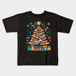Xmas Tree with Pizza, Funny Pizza Lover Kids T-Shirt