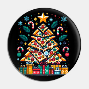 Xmas Tree with Pizza, Funny Pizza Lover Pin