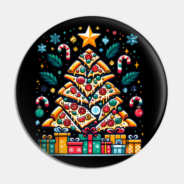 Xmas Tree with Pizza, Funny Pizza Lover Pin by logiamerch