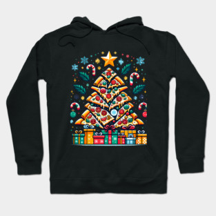 Xmas Tree with Pizza, Funny Pizza Lover Hoodie