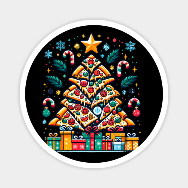 Xmas Tree with Pizza, Funny Pizza Lover Magnet by logiamerch