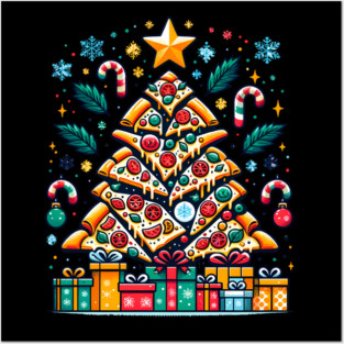 Xmas Tree with Pizza, Funny Pizza Lover Posters and Art
