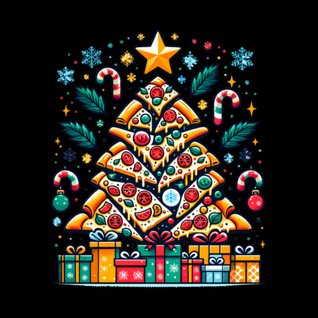 Xmas Tree with Pizza, Funny Pizza Lover by logiamerch