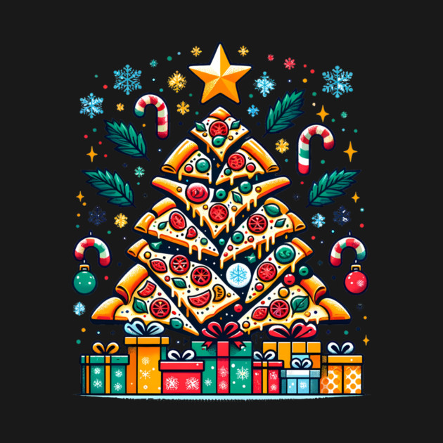 Xmas Tree with Pizza, Funny Pizza Lover by logiamerch