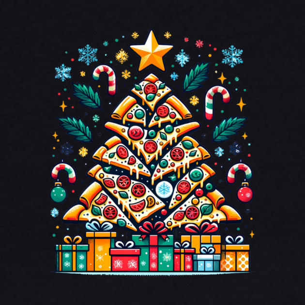 Xmas Tree with Pizza, Funny Pizza Lover by logiamerch