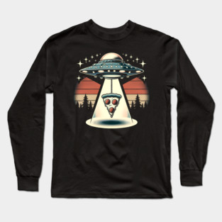 Funny Pizza Ufo, Pizza Lover Long Sleeve T-Shirt