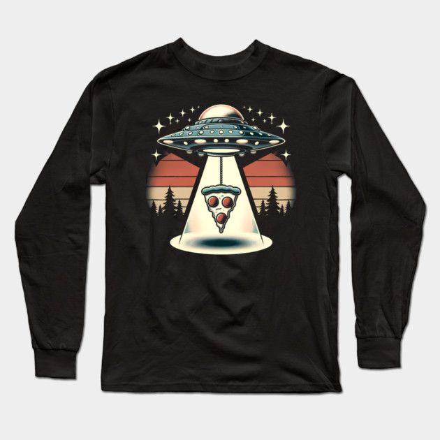 Funny Pizza Ufo, Pizza Lover Long Sleeve T-Shirt by logiamerch