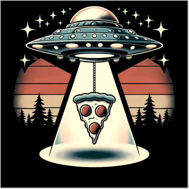 Funny Pizza Ufo, Pizza Lover Wall Art by logiamerch