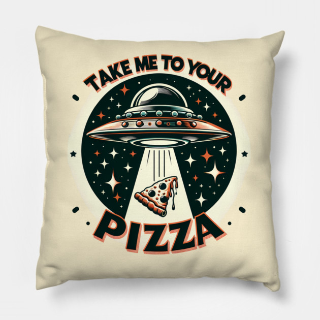Funny Pizza Ufo, Pizza Lover Pillow by logiamerch