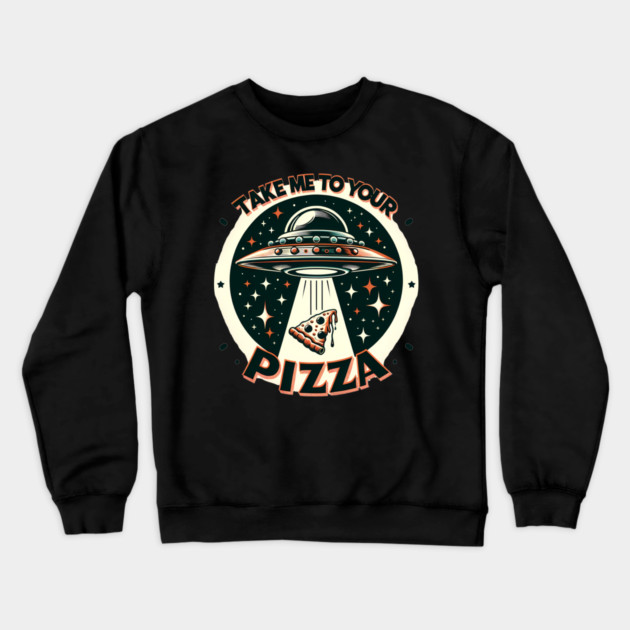 Funny Pizza Ufo, Pizza Lover Crewneck Sweatshirt by logiamerch