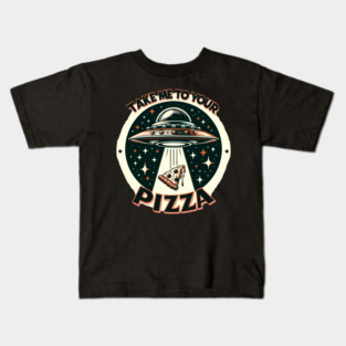Funny Pizza Ufo, Pizza Lover Kids T-Shirt