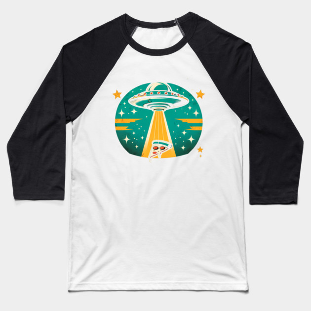 Funny Pizza Ufo, Pizza Lover Baseball T-Shirt by logiamerch