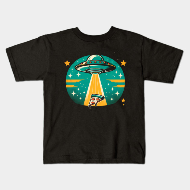 Funny Pizza Ufo, Pizza Lover Kids T-Shirt by logiamerch