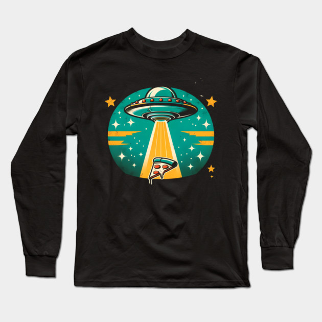 Funny Pizza Ufo, Pizza Lover Long Sleeve T-Shirt by logiamerch