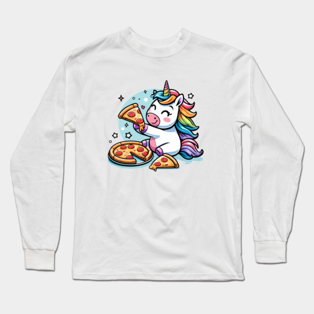 Pizza Unicorn Lover, Love Eating Pizza Long Sleeve T-Shirt by logiamerch