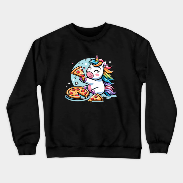 Pizza Unicorn Lover, Love Eating Pizza Crewneck Sweatshirt by logiamerch