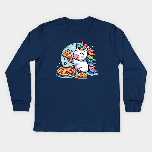 Pizza Unicorn Lover, Love Eating Pizza Kids Long Sleeve T-Shirt by logiamerch