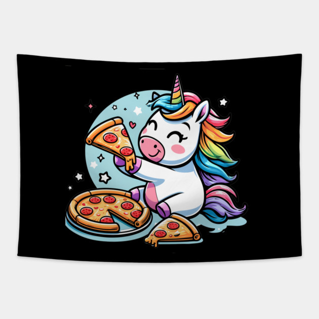 Pizza Unicorn Lover, Love Eating Pizza Tapestry by logiamerch