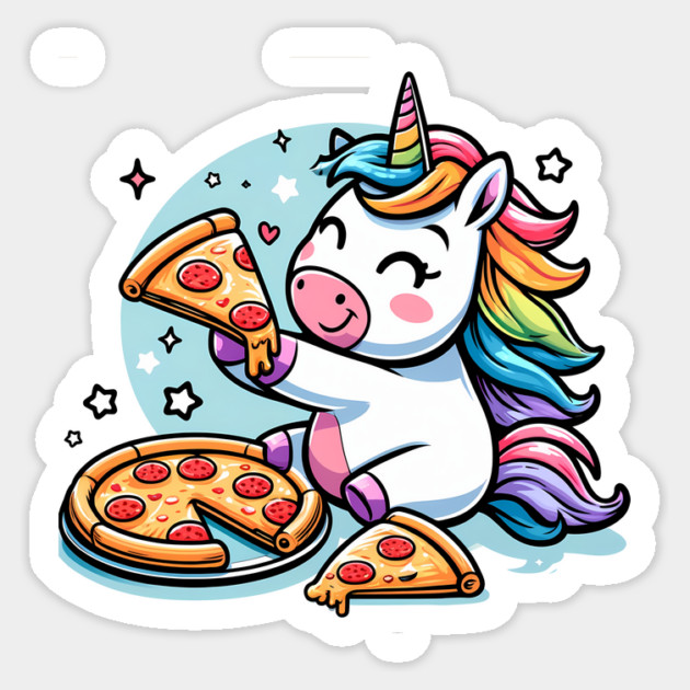 Pizza Unicorn Lover, Love Eating Pizza Sticker by logiamerch