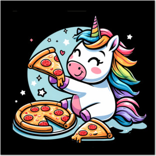 Pizza Unicorn Lover, Love Eating Pizza Posters and Art