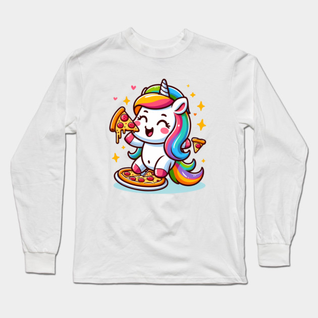 Pizza Unicorn Lover, Love Eating Pizza Long Sleeve T-Shirt by logiamerch
