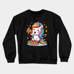 Pizza Unicorn Lover, Love Eating Pizza Crewneck Sweatshirt