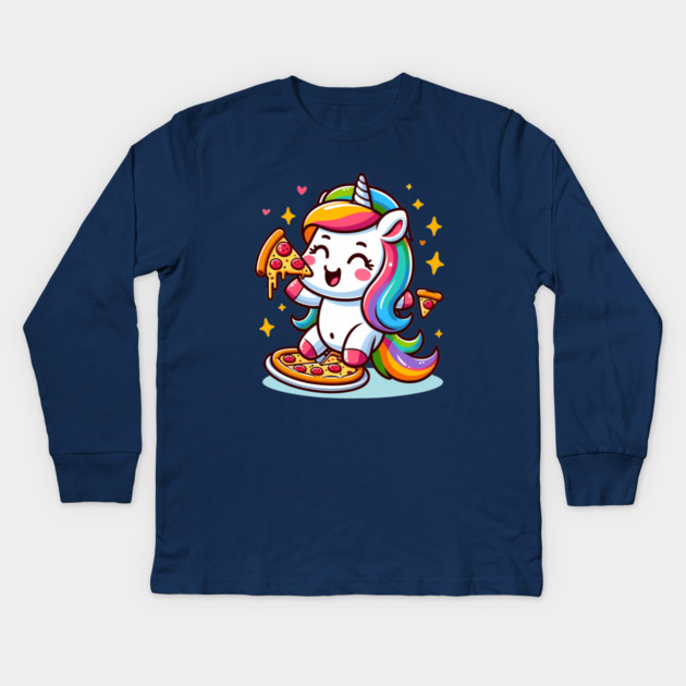 Pizza Unicorn Lover, Love Eating Pizza Kids Long Sleeve T-Shirt by logiamerch