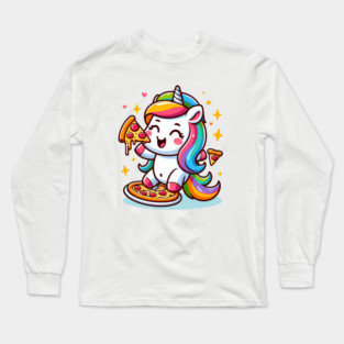 Pizza Unicorn Lover, Love Eating Pizza Long Sleeve T-Shirt