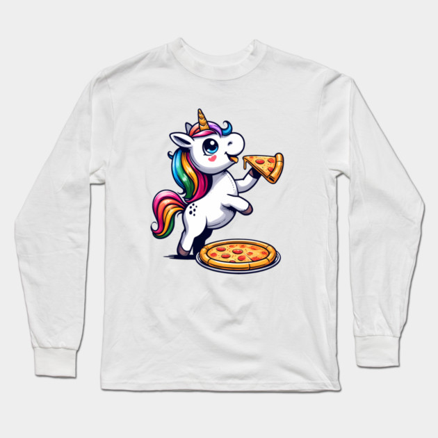 Pizza Unicorn Lover, Love Eating Pizza Long Sleeve T-Shirt by logiamerch