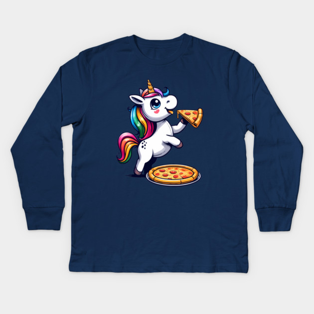Pizza Unicorn Lover, Love Eating Pizza Kids Long Sleeve T-Shirt by logiamerch