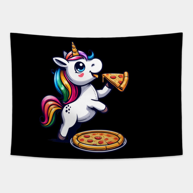 Pizza Unicorn Lover, Love Eating Pizza Tapestry by logiamerch