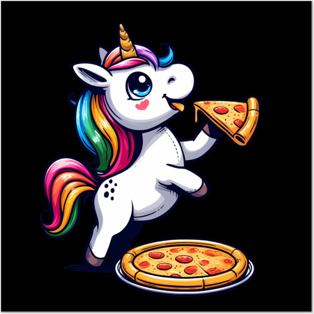 Pizza Unicorn Lover, Love Eating Pizza Wall Art by logiamerch