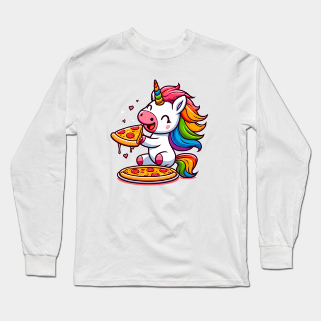Pizza Unicorn Lover, Love Eating Pizza Long Sleeve T-Shirt by logiamerch