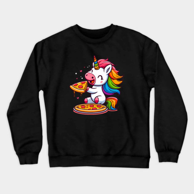 Pizza Unicorn Lover, Love Eating Pizza Crewneck Sweatshirt by logiamerch
