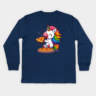 Pizza Unicorn Lover, Love Eating Pizza Kids Long Sleeve T-Shirt
