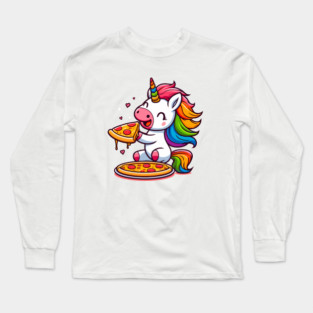 Pizza Unicorn Lover, Love Eating Pizza Long Sleeve T-Shirt
