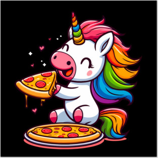 Pizza Unicorn Lover, Love Eating Pizza Posters and Art