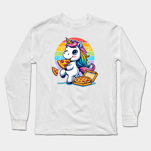 Pizza Unicorn Lover, Love Eating Pizza Long Sleeve T-Shirt by logiamerch