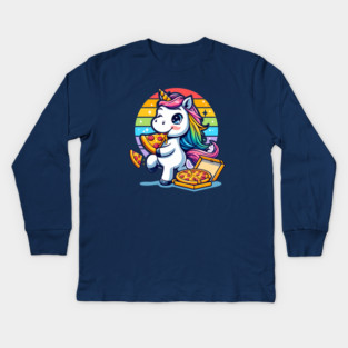 Pizza Unicorn Lover, Love Eating Pizza Kids Long Sleeve T-Shirt