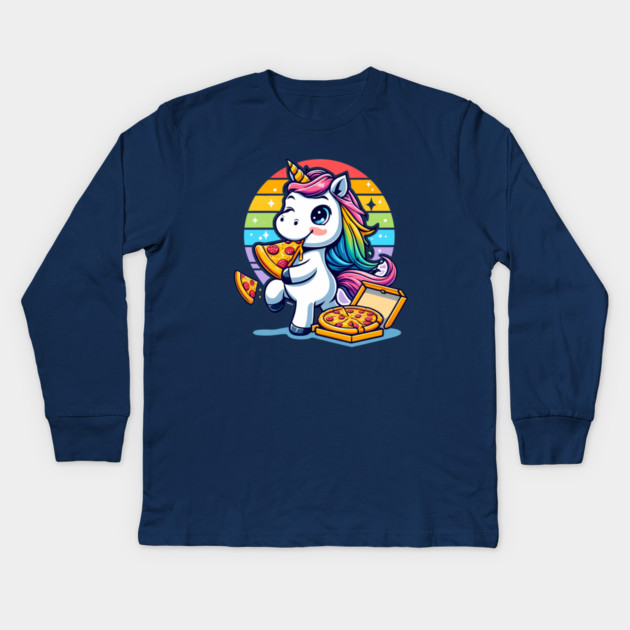 Pizza Unicorn Lover, Love Eating Pizza Kids Long Sleeve T-Shirt by logiamerch
