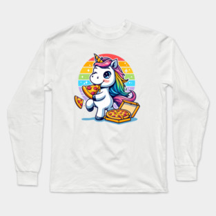 Pizza Unicorn Lover, Love Eating Pizza Long Sleeve T-Shirt