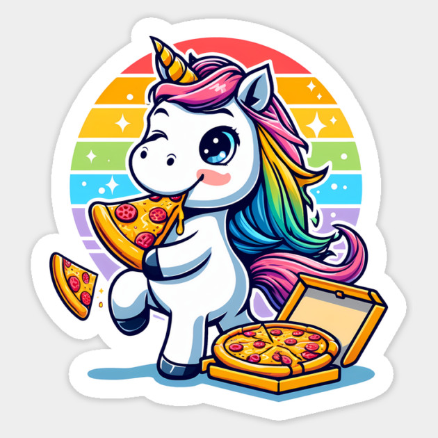 Pizza Unicorn Lover, Love Eating Pizza Sticker by logiamerch