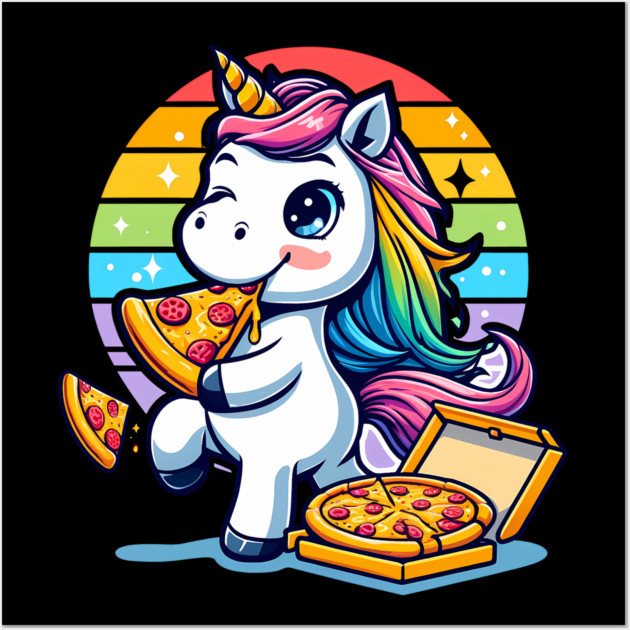 Pizza Unicorn Lover, Love Eating Pizza Wall Art by logiamerch