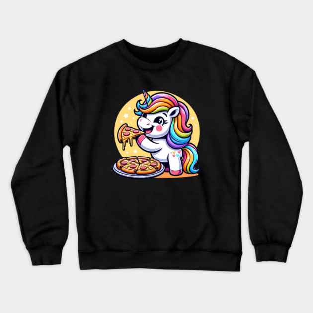 Pizza Unicorn Lover, Love Eating Pizza Crewneck Sweatshirt by logiamerch